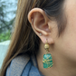 TWISTED GOLD-WRAPPED BUTTERFLY EMERALD GREEN EARRINGS