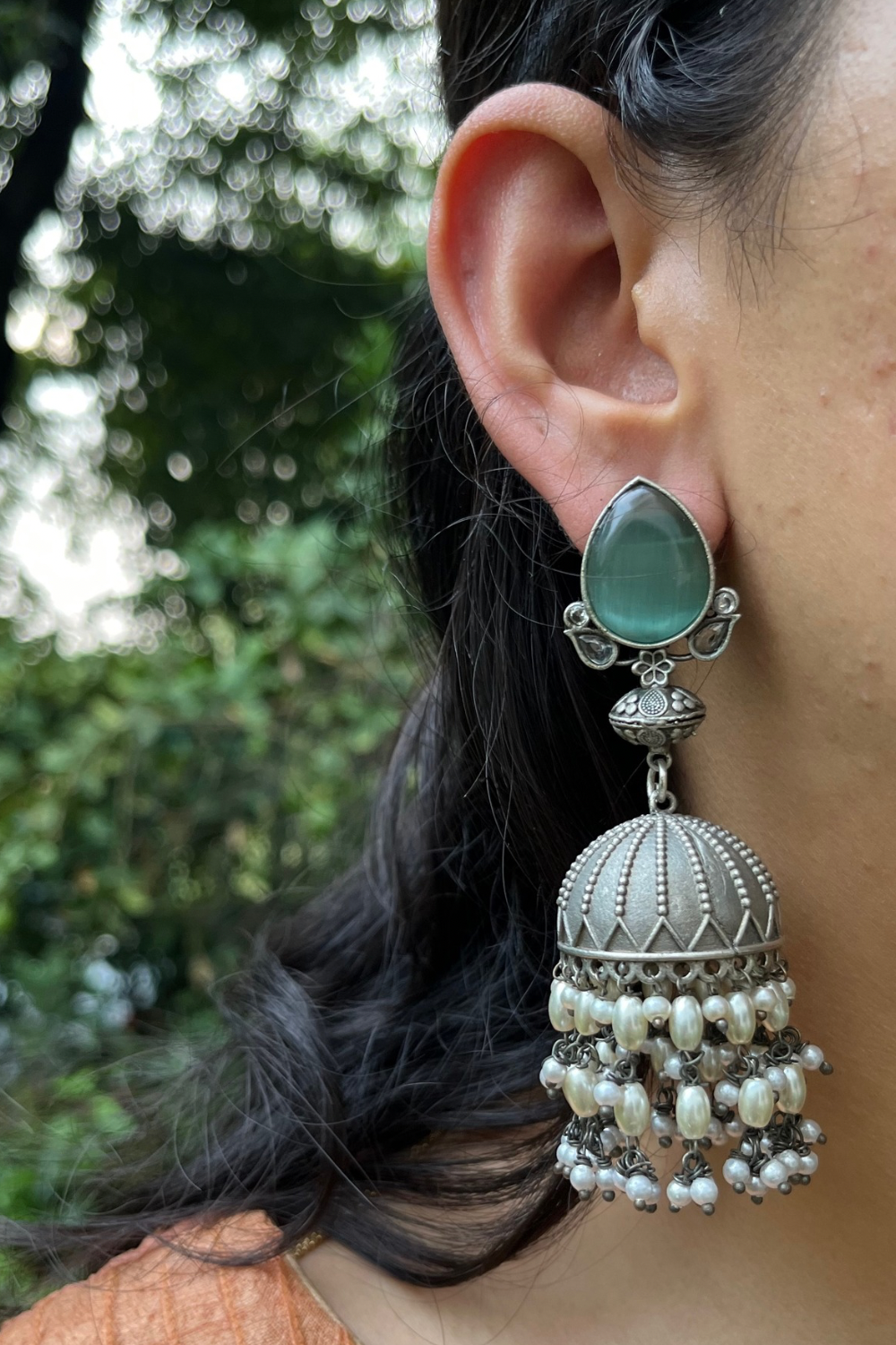 OXIDISED CURATED JHUMKIS