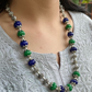 SILVER CAPPED BLUE GREEN NECKLACE