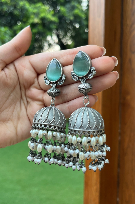 OXIDISED CURATED JHUMKIS