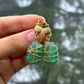 TWISTED GOLD-WRAPPED BUTTERFLY EMERALD GREEN EARRINGS