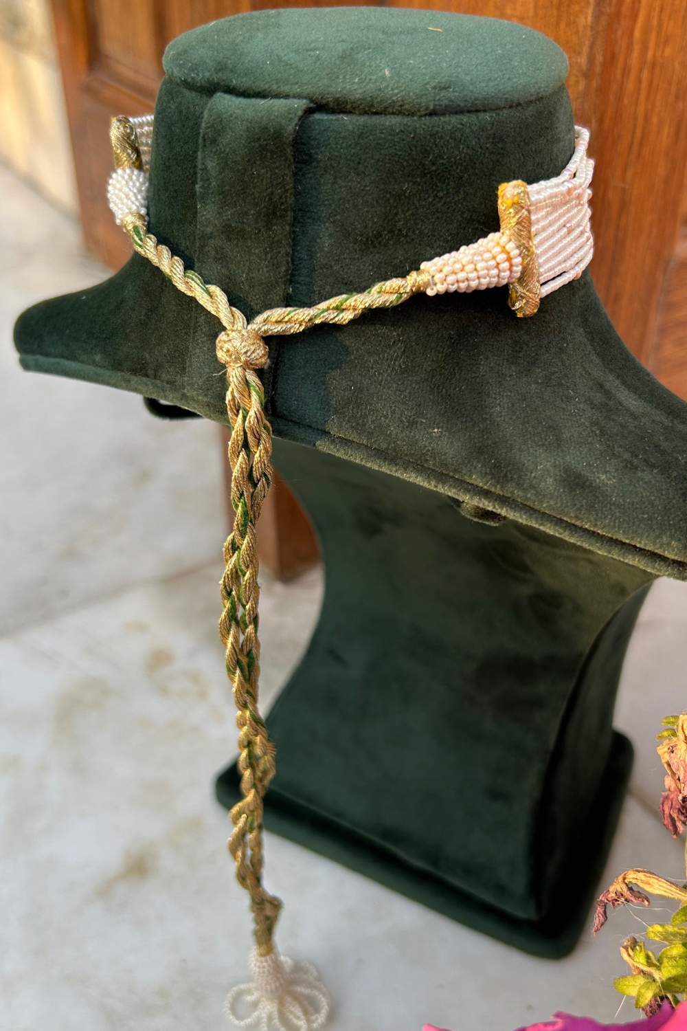 CHANDA POLKI CHOKER & TARAMEEN SAGE EARRINGS