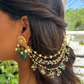 WHITE GREEN POLKI BRIDAL KAANCHAIN PAIR (only kaanchain)