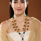 MEENAKSHI DUTT- ORNATE NECKLACE PHULKARI PENDANT SET - GREEN