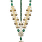 MEENAKSHI DUTT- ORNATE NECKLACE PHULKARI PENDANT SET - GREEN