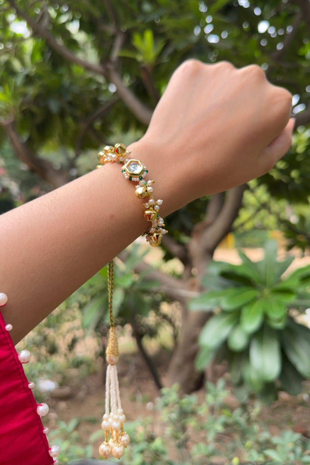 GHUNGAROO RAKHI LUMBA FOR BHABHI- GREEN