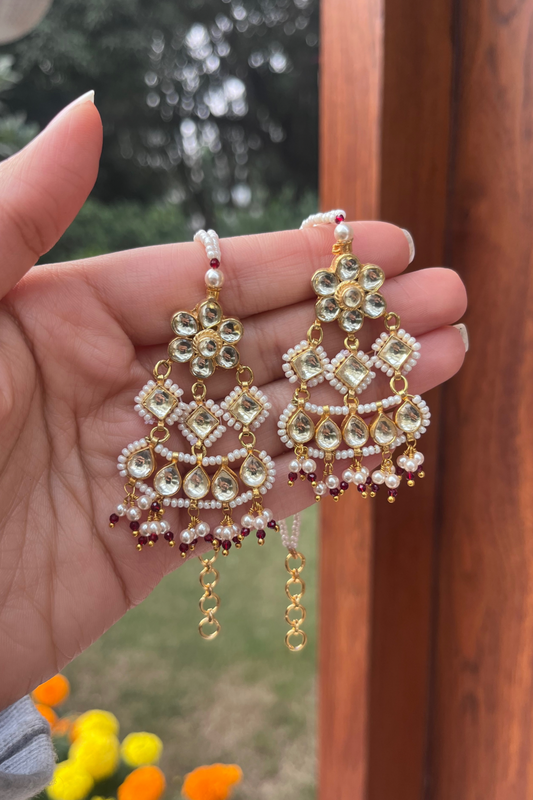 KUNDAN RED TIP EARRINGS