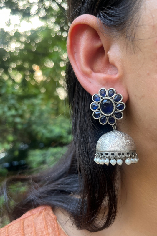 OXIDISED CURATED JHUMKIS