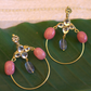 STONE POLKI HOOPS- PINK