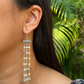 THREE LINE BIRD EARRINGS- PEARL DROP