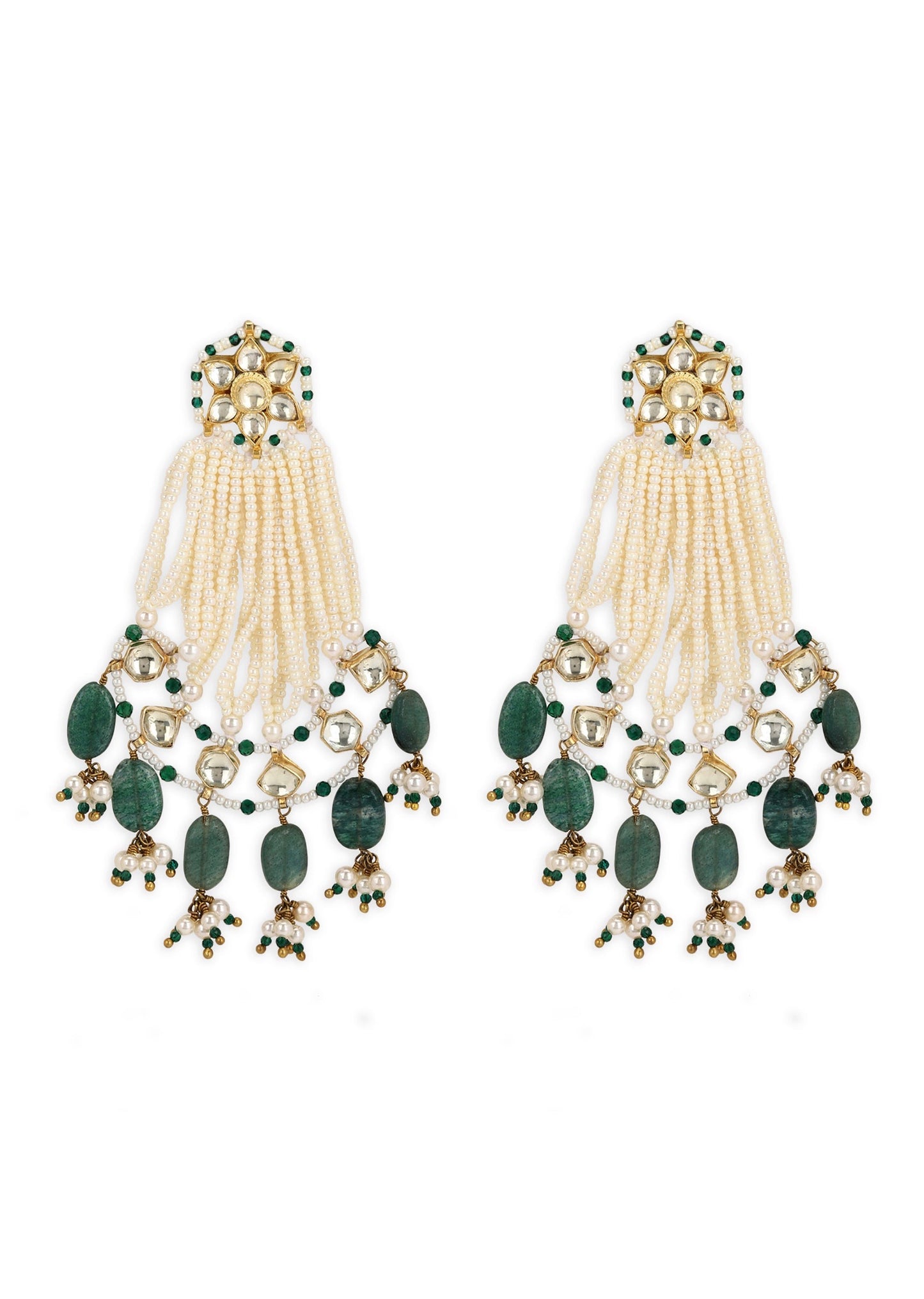 PASSA AHMEDABADI EARRINGS- FOREST GREEN