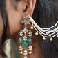 DETACHABLE EMERALD GREEN KUNDANKARI KAANCHAIN EARRINGS