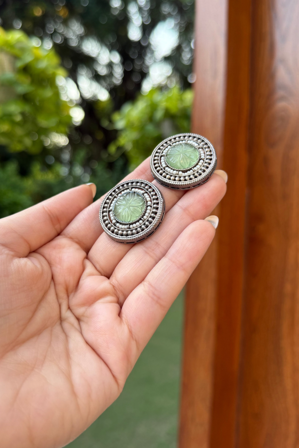 MINT GREEN OXIDISED STUDS