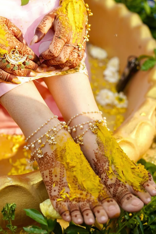 HALDI BRIDE- KUNDAN MOTI CHAIN PAYAL (PAIR)