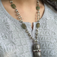 GREEN FLAT STONES DOUBLE JHUMKI NECKLACE SET