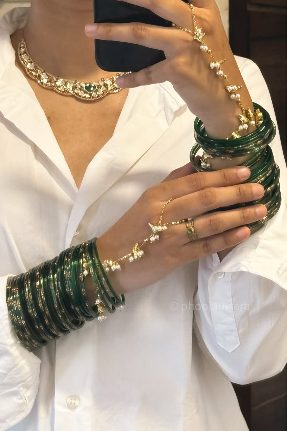 GOLD BIRD CHAIN HATHPHOOL (PAIR)