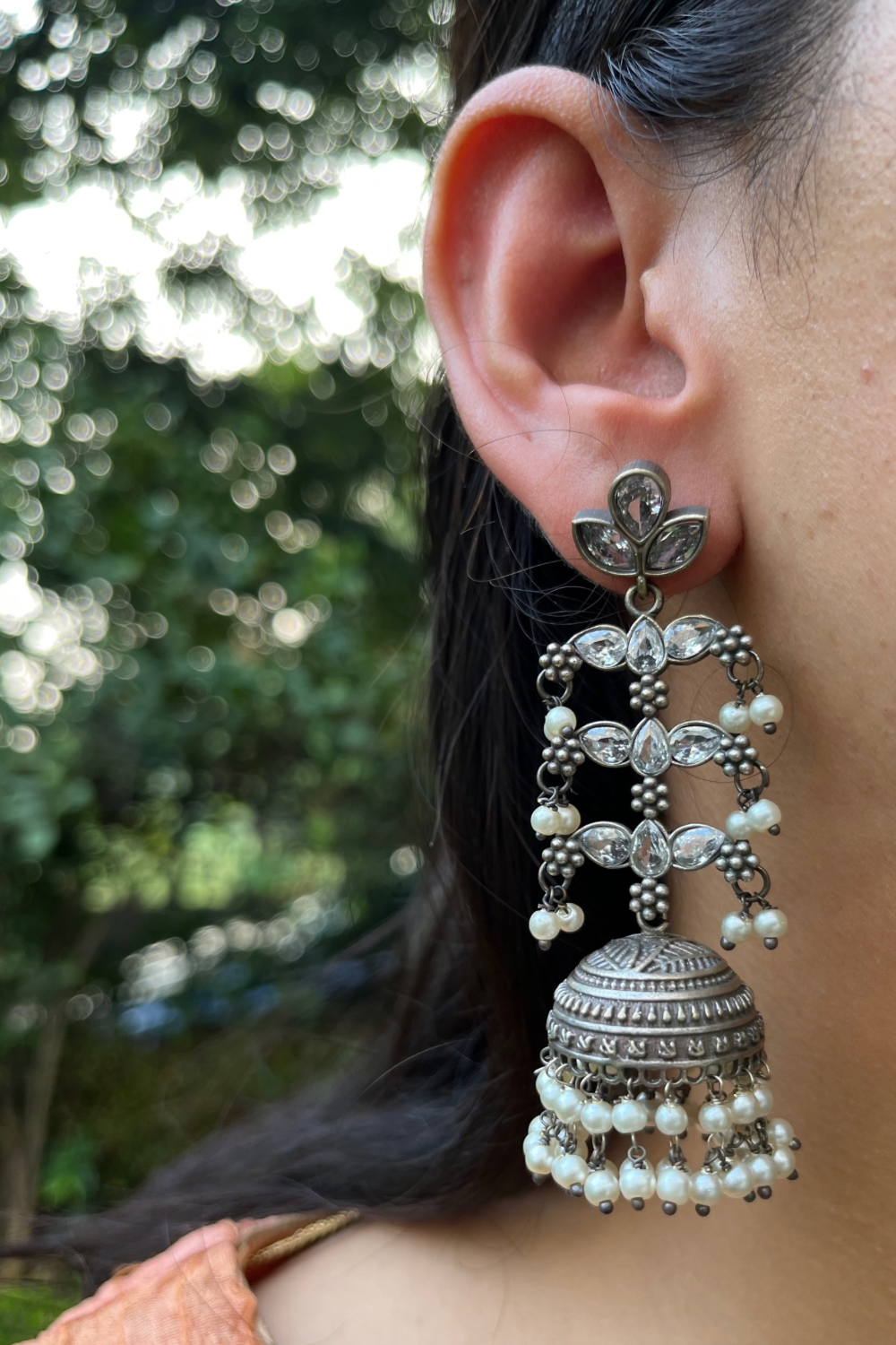 OXIDISED CURATED JHUMKIS