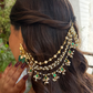 WHITE GREEN POLKI BRIDAL KAANCHAIN PAIR (only kaanchain)