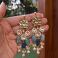 BLUE LOTUS MINI KUNDAN EARRINGS