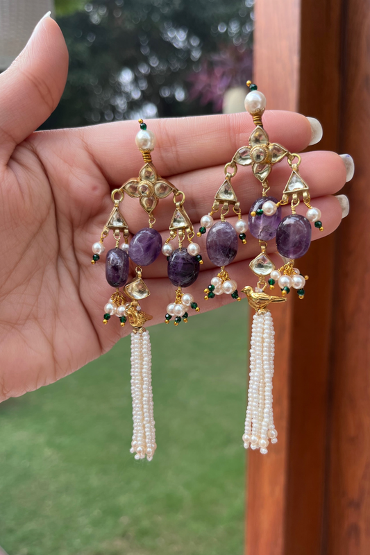 AMETHYST BIRD EARRINGS