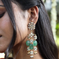 DETACHABLE EMERALD GREEN KUNDANKARI KAANCHAIN EARRINGS