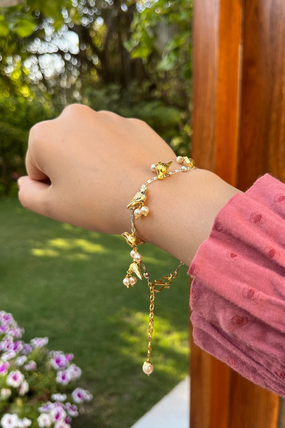 SILVER & GOLD TONE BIRD BRACELET