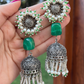 GREEN TUMBLE SHLOK JHUMKIS