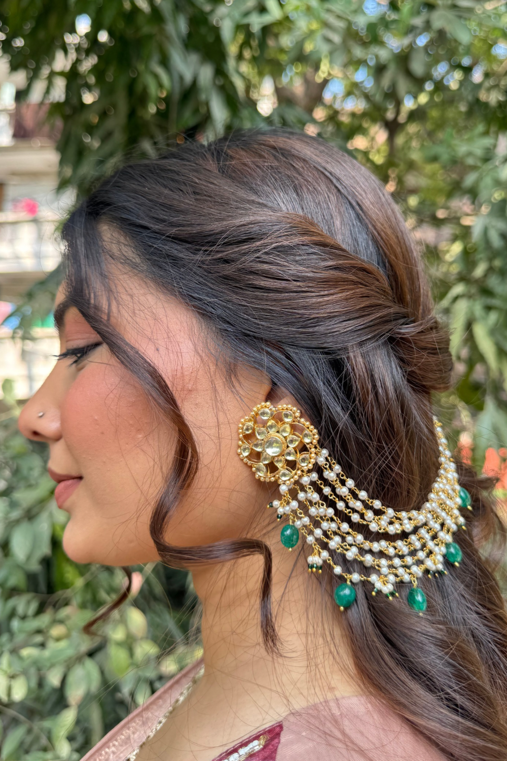 KUNDAN PEARL HEAVY SAHARA EARRINGS (limited edition)