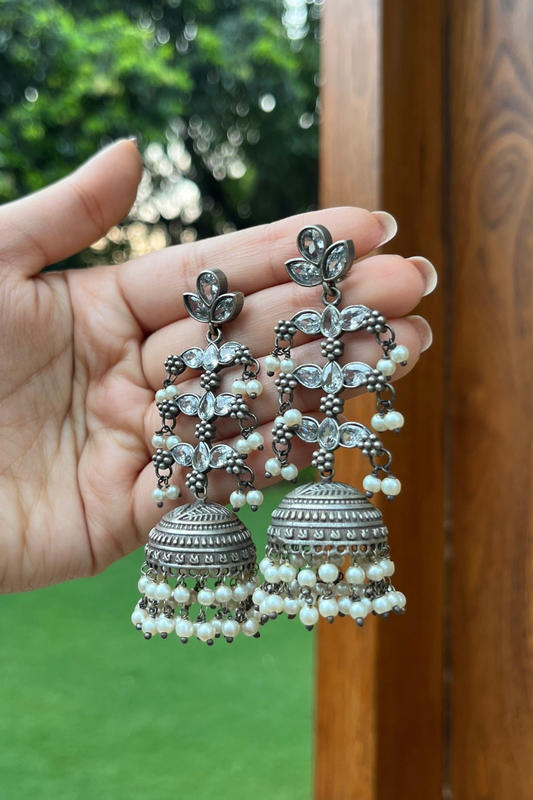 OXIDISED CURATED JHUMKIS