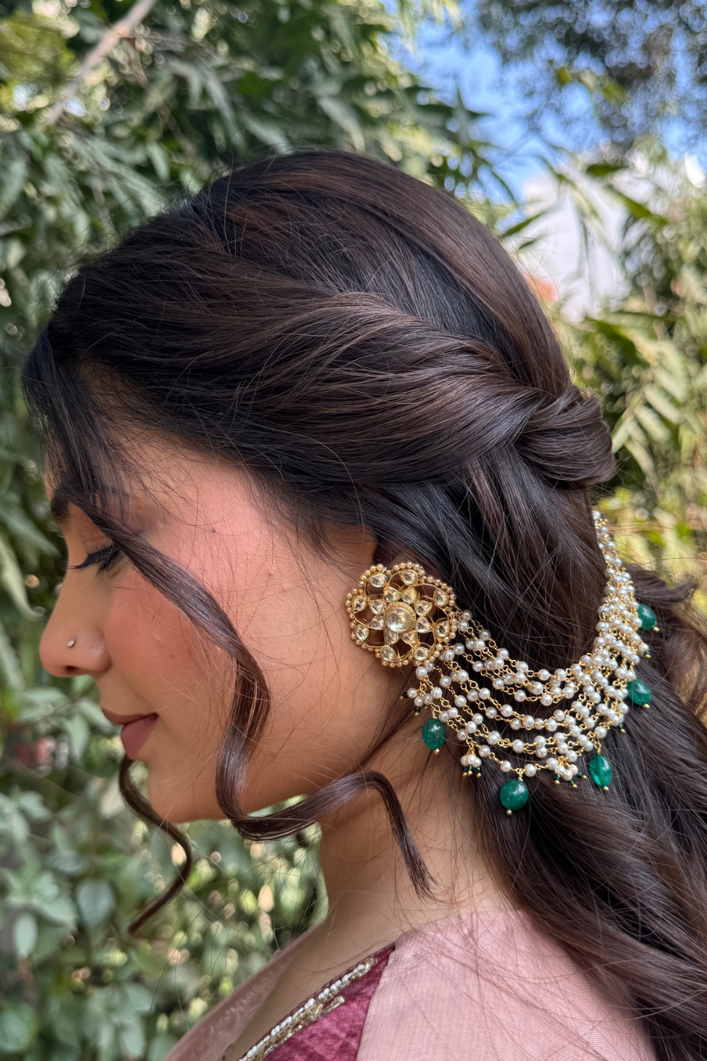 KUNDAN PEARL HEAVY SAHARA EARRINGS (limited edition)