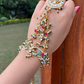 BRIDAL SINGLE RED & GREEN HATHPHOOL WITH DETACHABLE RING AND BRACELET