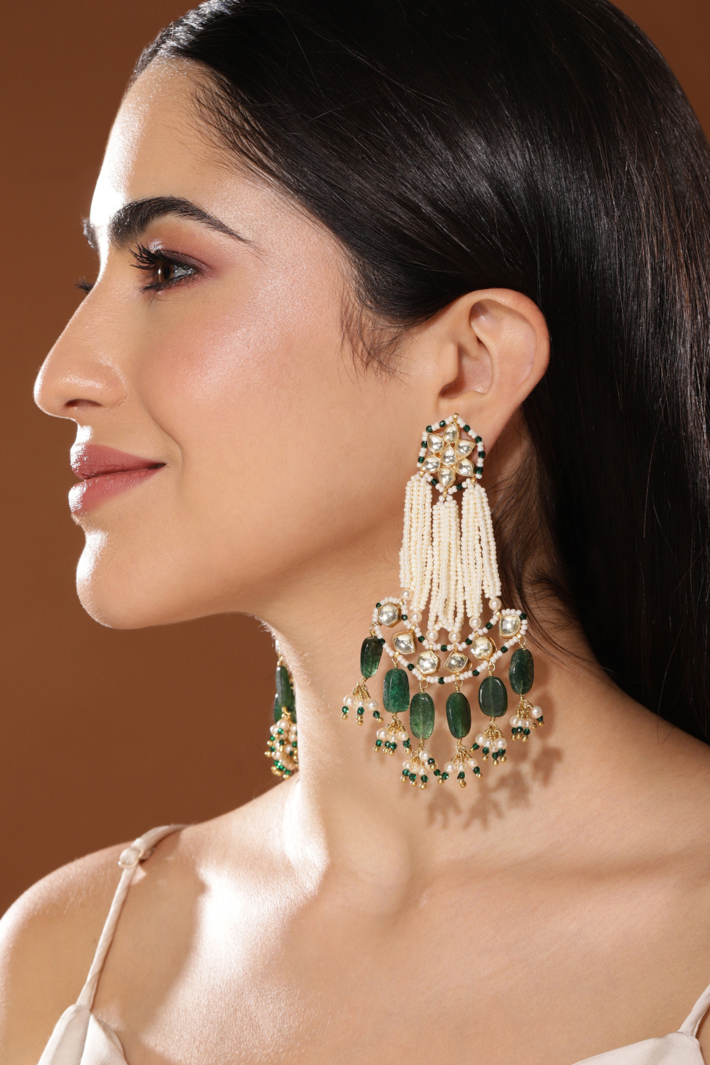 PASSA AHMEDABADI EARRINGS- FOREST GREEN