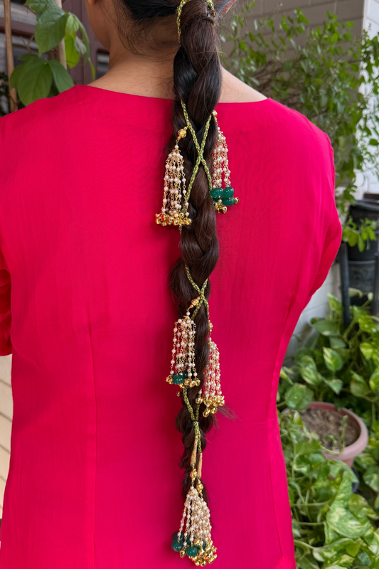 TASSEL GHUNGAROO PARANDI- GREEN