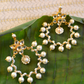 PEARL STUDDED POLKI HOOPS- WHITE