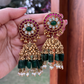 RED GREEN GOLD JHUMKAS WITH KAANCHAIN