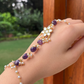 POLKI FLOWER PEARL CHAIN PURPLE HATHPHOOL (SINGLE)