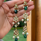 POLKI LONG EARRINGS - GREEN