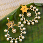 PEARL STUDDED POLKI HOOPS- WHITE