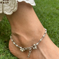 SILVER PEARL CHAIN GHUNGAROO ANKLETS (SINGLE ANKLE)