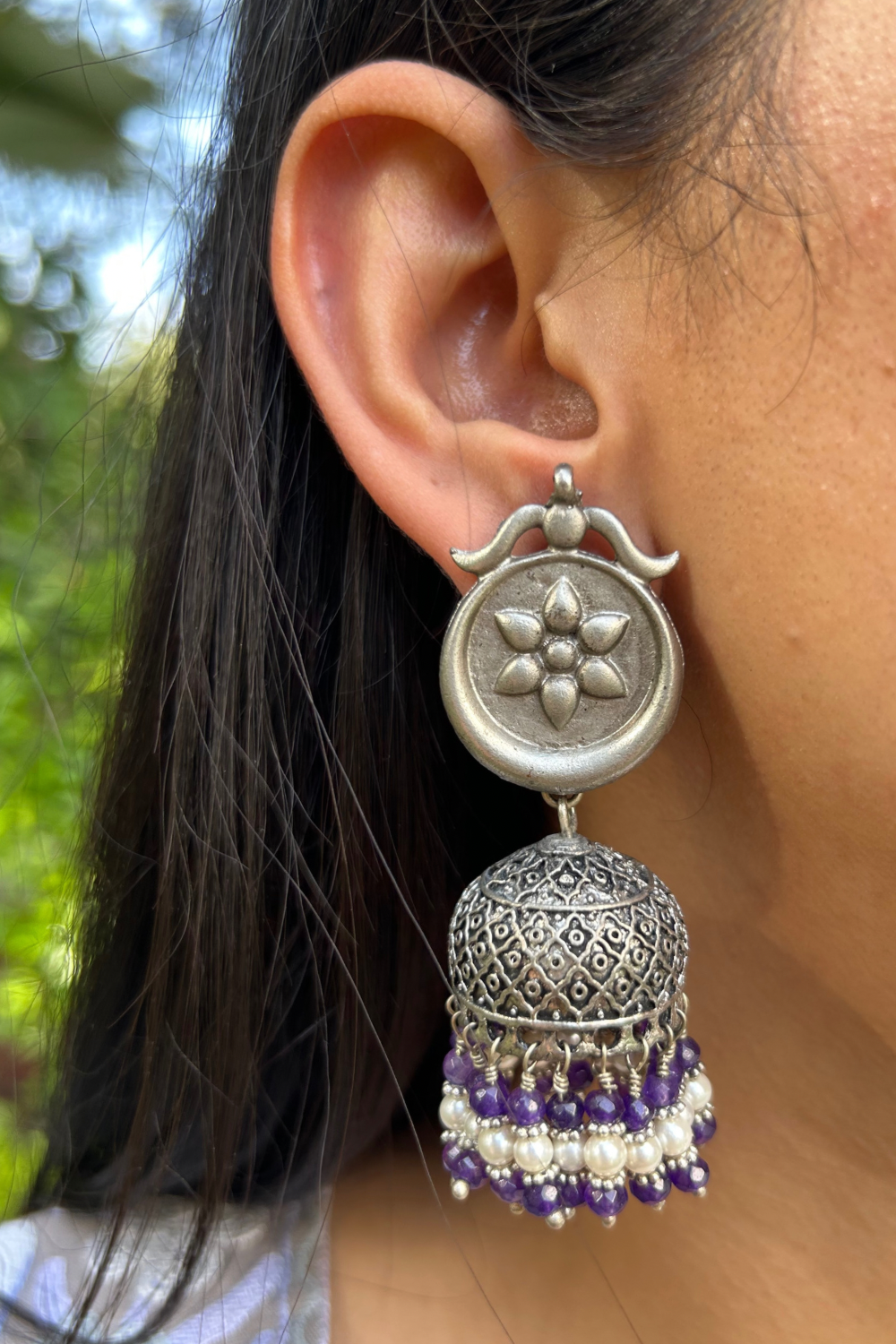 TYRIAN OXIDISED JHUMKAS