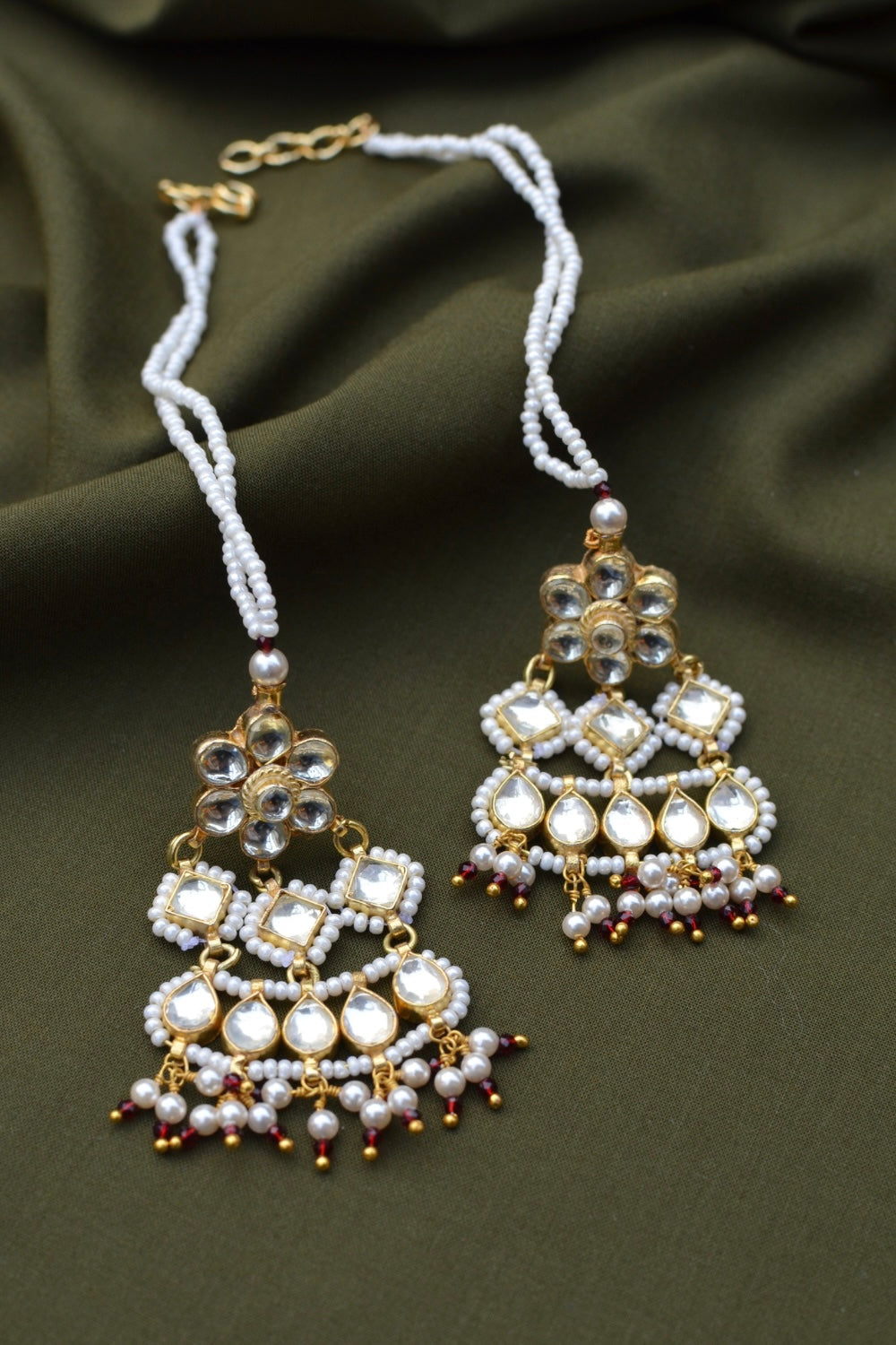 KUNDAN RED TIP EARRINGS