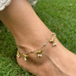 GOLD SILVER HUMMINGBIRD ANKLETS (PAIR)