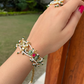 BRIDAL SINGLE RED & GREEN HATHPHOOL WITH DETACHABLE RING AND BRACELET