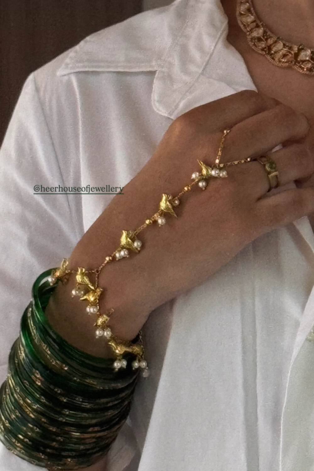 GOLD BIRD CHAIN HATHPHOOL (PAIR)