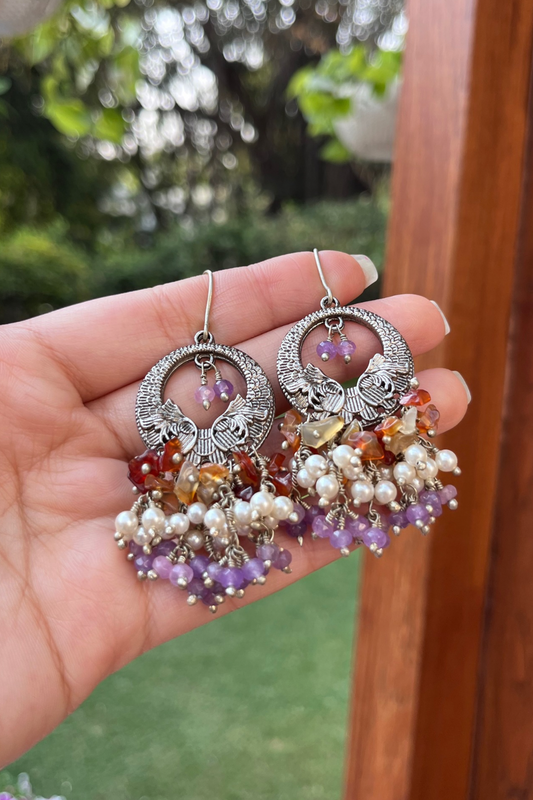 MINI MERMAID EARRINGS - CITRINE AND PURPLE