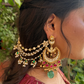 WHITE GREEN POLKI BRIDAL KAANCHAIN PAIR (only kaanchain)