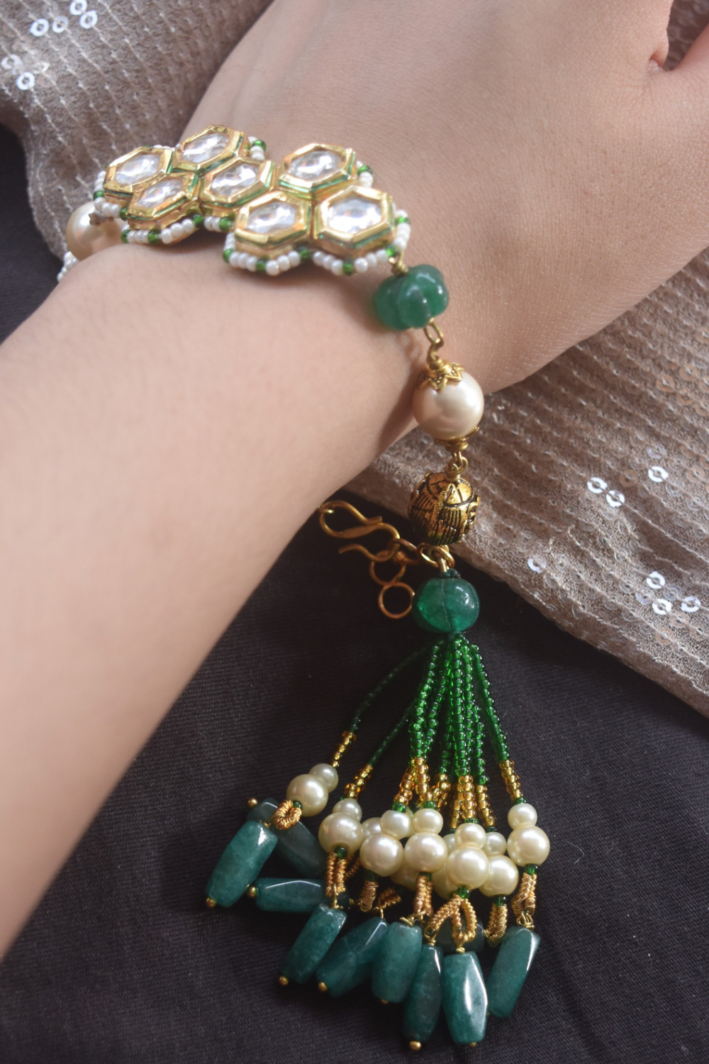 KASHTI TASSEL BRACELET- GREEN