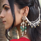 DETACHABLE EMERALD GREEN KUNDANKARI KAANCHAIN EARRINGS