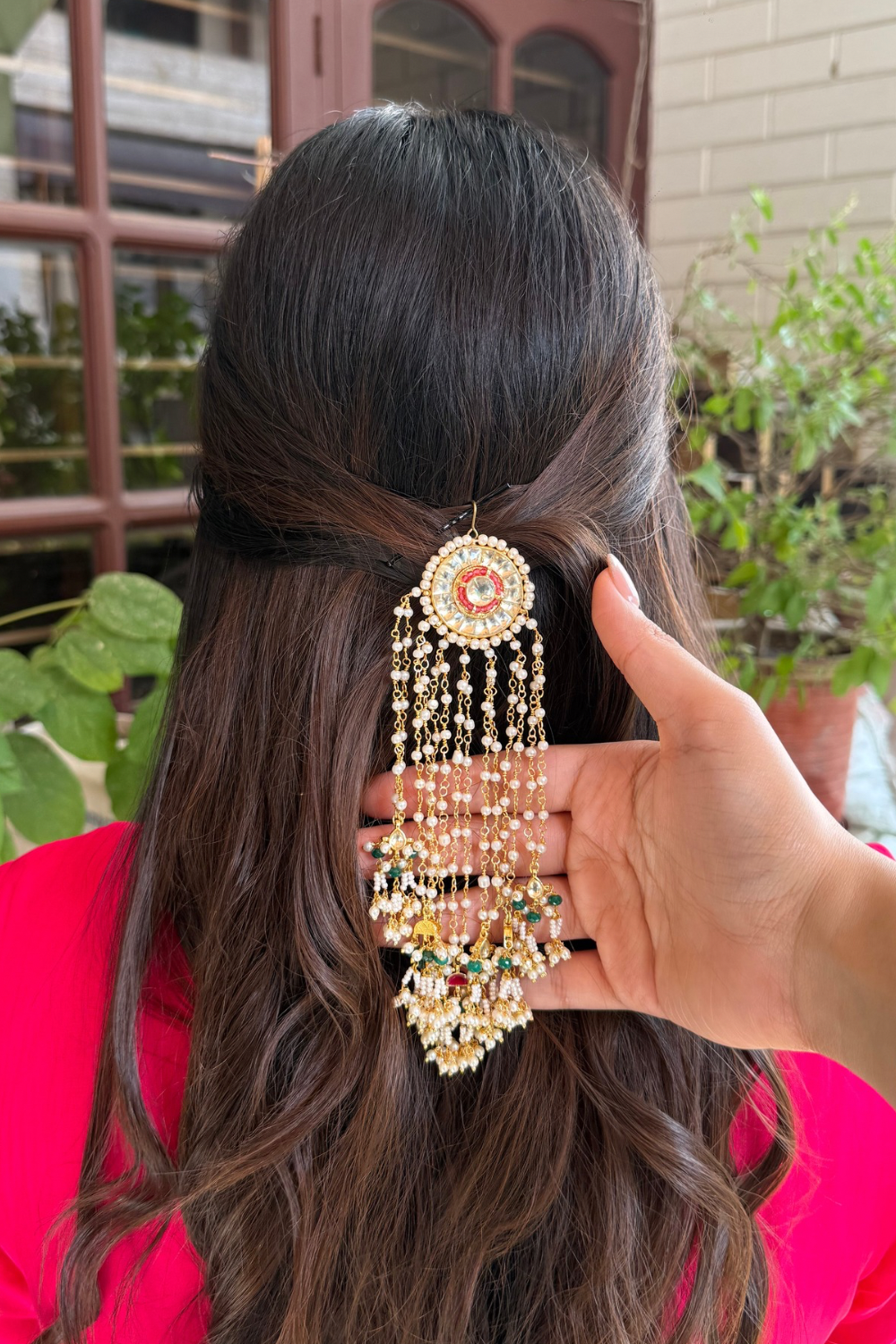 ROUND POLKI WATERFALL HAIR ACCESSORY