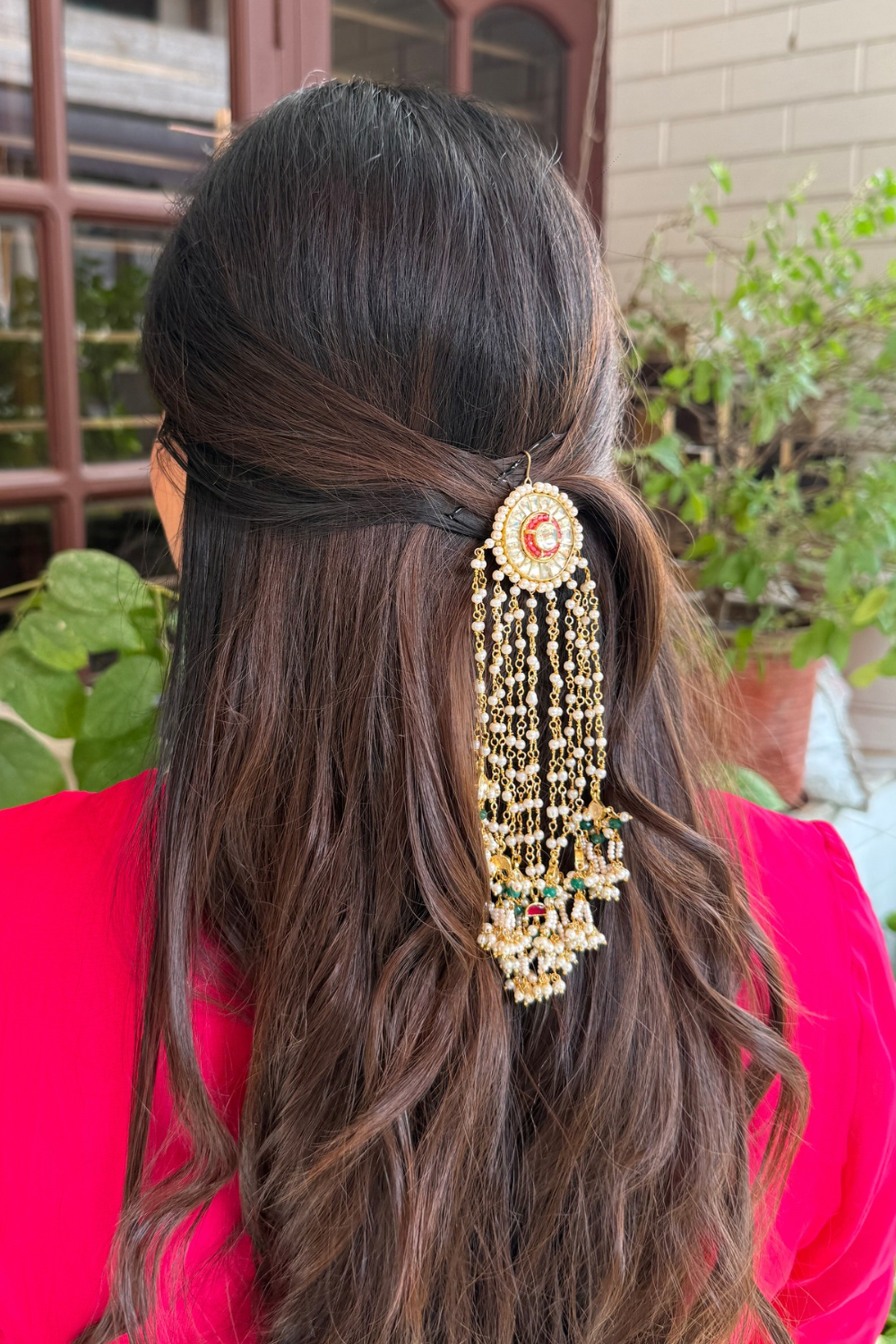 ROUND POLKI WATERFALL HAIR ACCESSORY